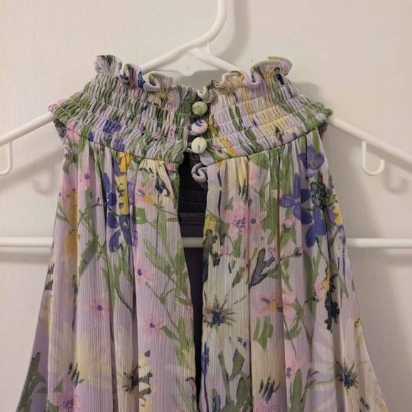 Lavender High Neck Floral Midi Dress Taylor size 6 - Picture 3 of 4